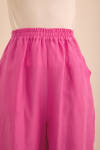 Fuşya Beli ve Paçası Lastikli Balon Form Keten Pantolon - 6