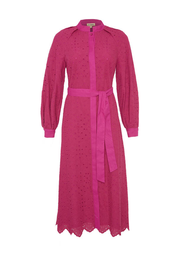 Fuşya Brode Elbise - Aker
