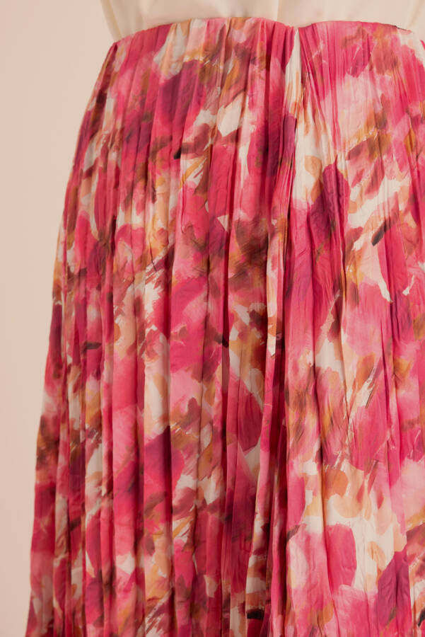 Fuşya Desenli Kraş Efektli Etek - 3