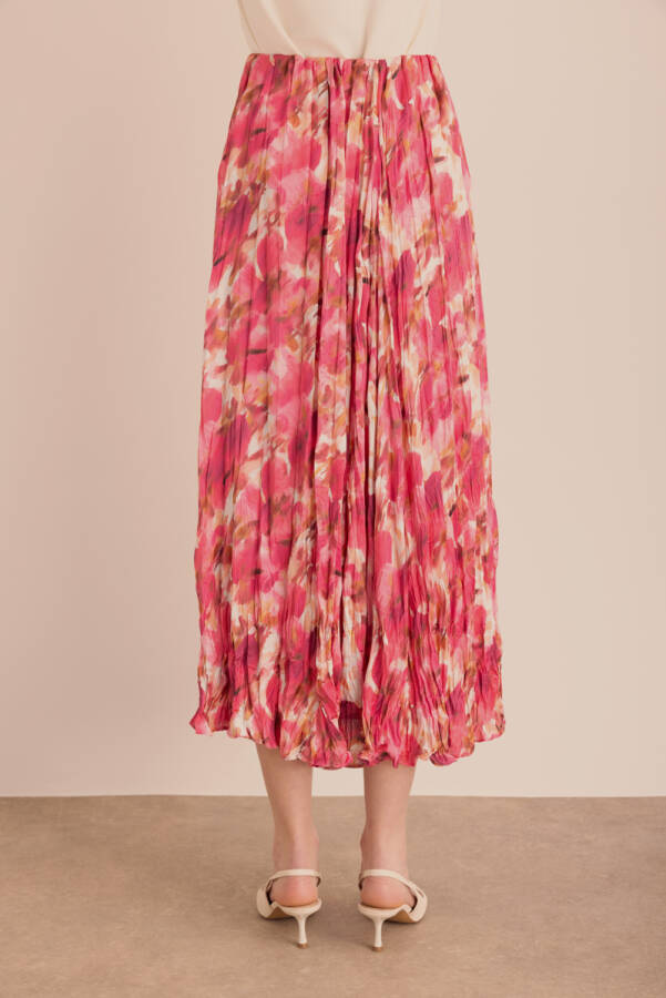 Fuşya Desenli Kraş Efektli Etek - 6