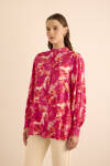 Fuşya Desenli Viscon Bluz - 6