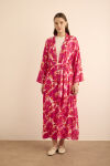 Fuşya Desenli Viscon Kimono - 1