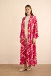Fuşya Desenli Viscon Kimono - 2