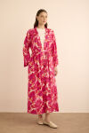 Fuşya Desenli Viscon Kimono - 3