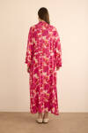 Fuşya Desenli Viscon Kimono - 7