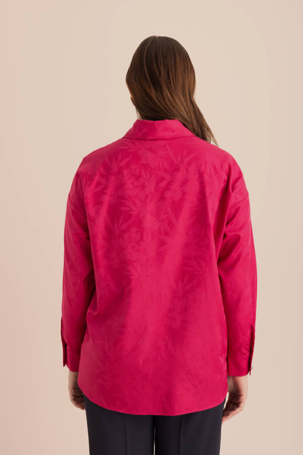 Fuşya Jakar Desenli Cotton Gömlek - 7