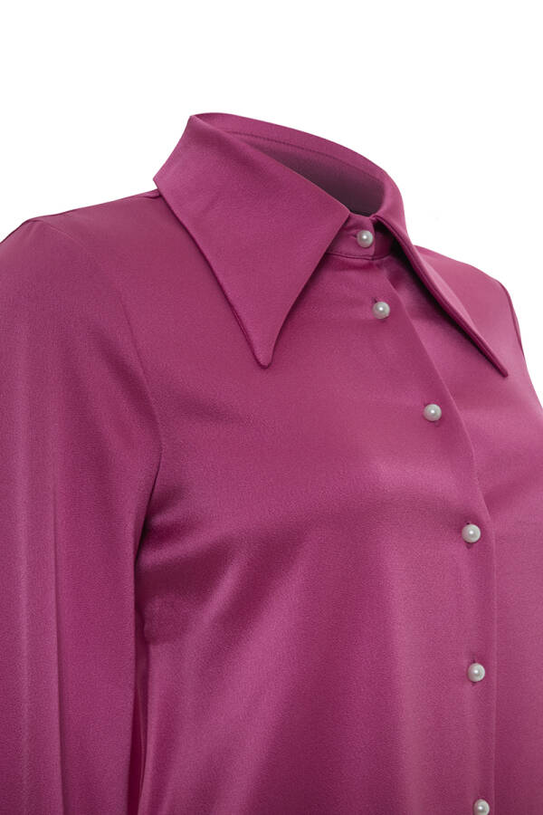 Fuşya Sivri Yakalı Bluz - 2
