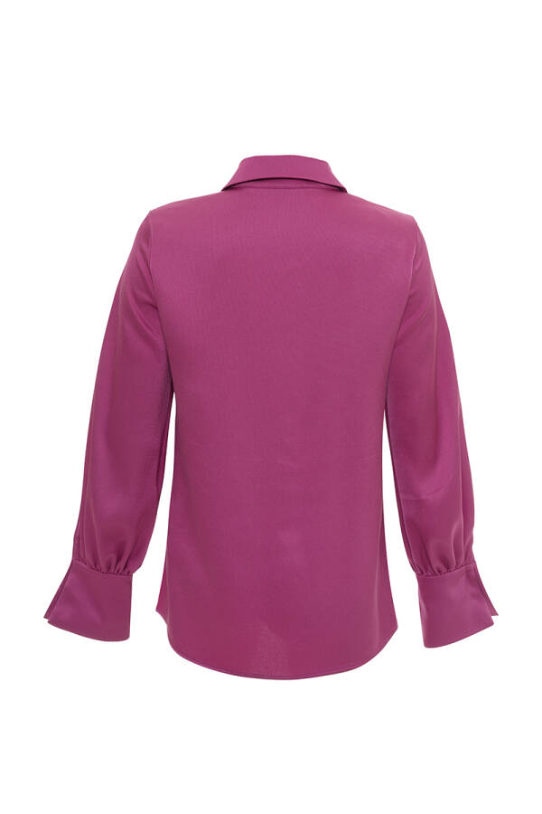 Fuşya Sivri Yakalı Bluz - 3