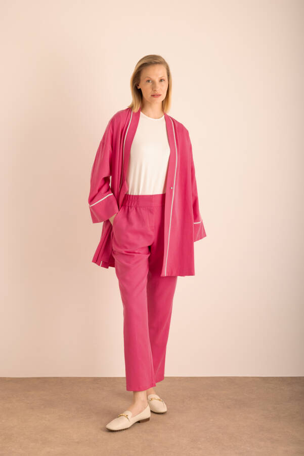 Fuşya Tencel Cotton Pantolon - 1