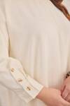 Ekru Geniş Kesim Dokulu Tunik - 7