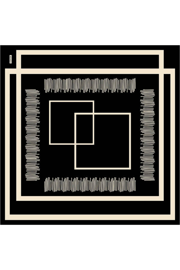 Siyah 90X90 İpek Twill Eşarp - ARANCIA