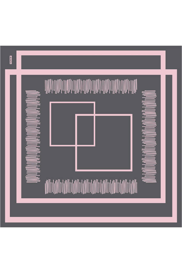 Gri 90X90 İpek Twill Eşarp - 1