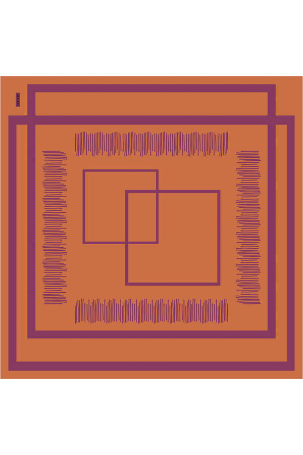 Turuncu 90X90 İpek Twill Eşarp - 1