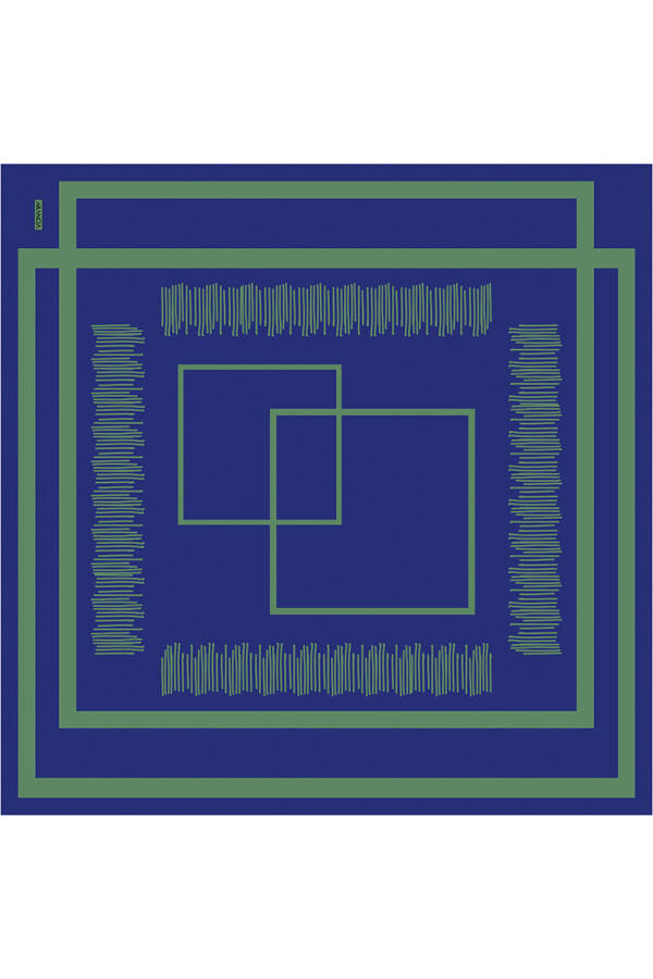 Lacivert 90X90 İpek Twill Eşarp - 1