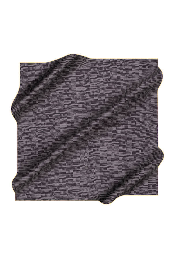 Geometrik Desenli Aker İpek Krep Saten Eşarp - 1