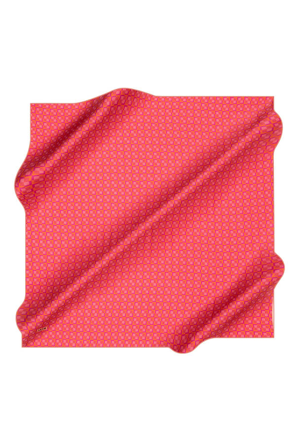 Geometrik Desenli İpek Krep Saten Eşarp - 1