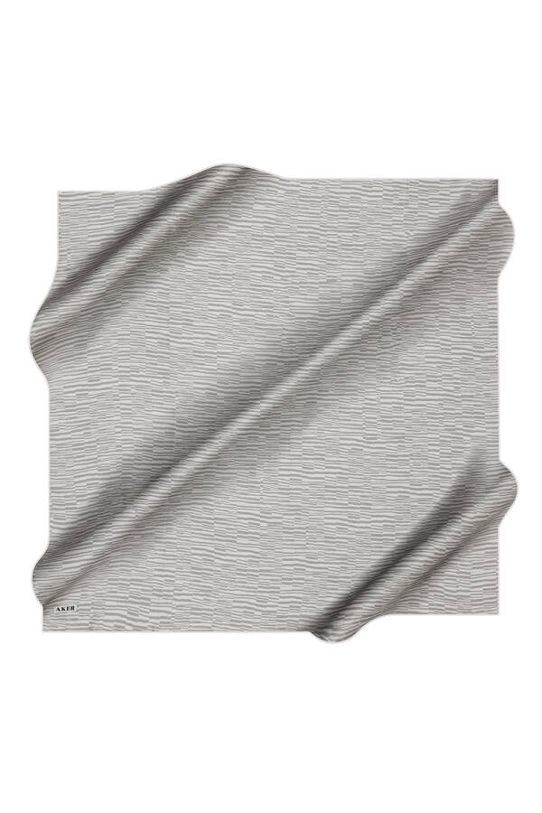 Geometrik Desenli İpek Krep Saten Eşarp - Aker