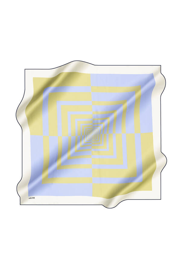 Geometrik Desenli Aker İpek Krep Saten Eşarp - 1
