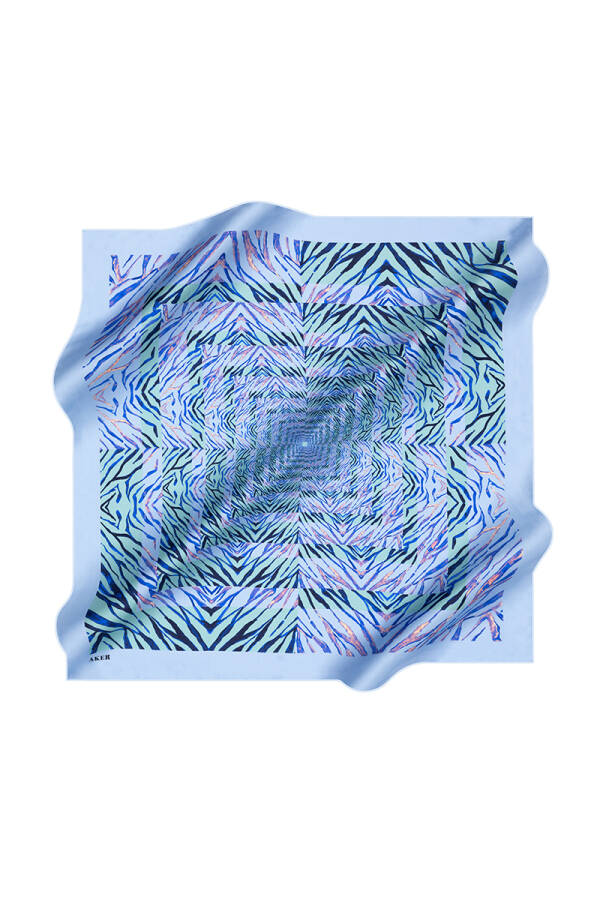 Geometrik Desenli Aker İpek Krep Saten Eşarp - Aker