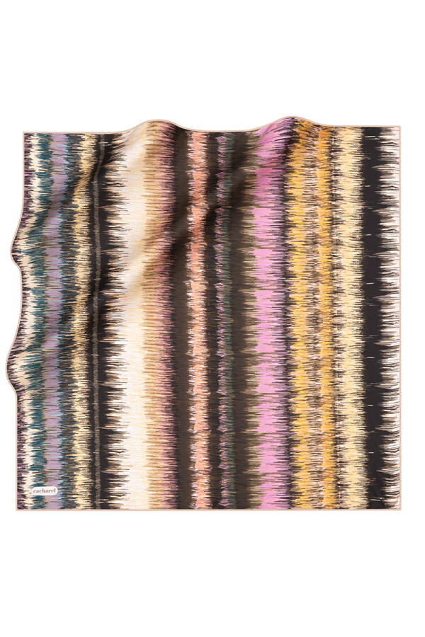 Geometrik Desenli İpek Twill Eşarp - 1