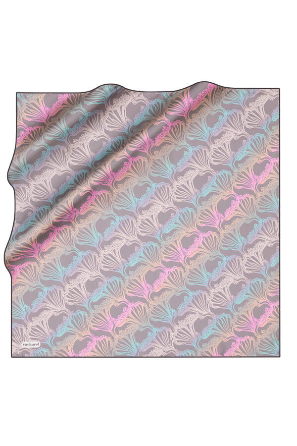 Geometrik Desenli İpek Twill Eşarp - 1