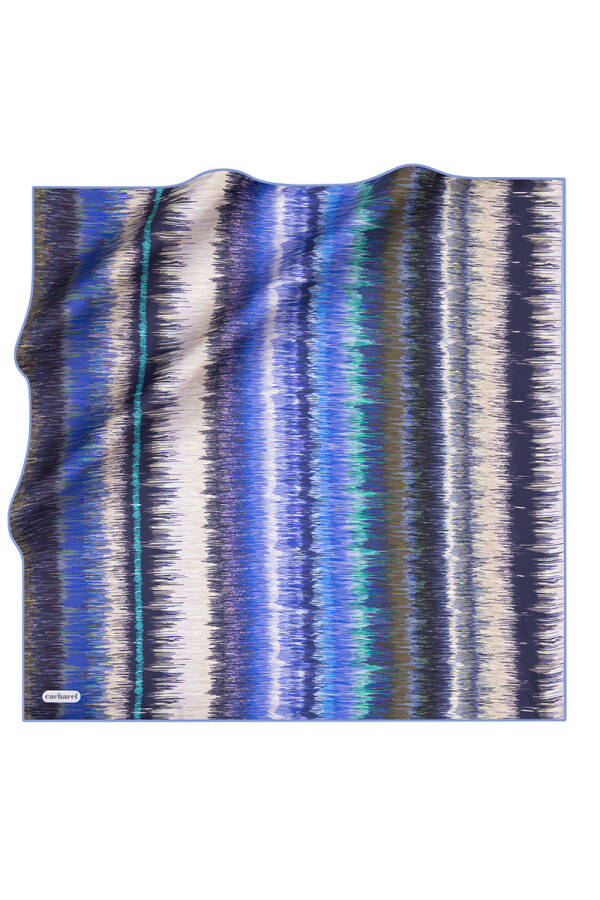 Geometrik Desenli İpek Twill Eşarp - 1