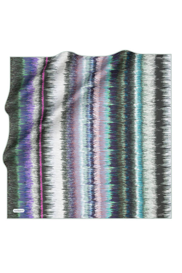 Geometrik Desenli İpek Twill Eşarp - 1