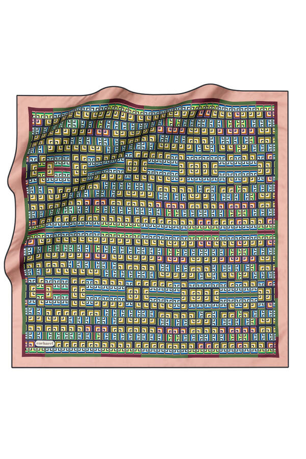 Geometrik Desenli Cacharel Twill Eşarp - 1
