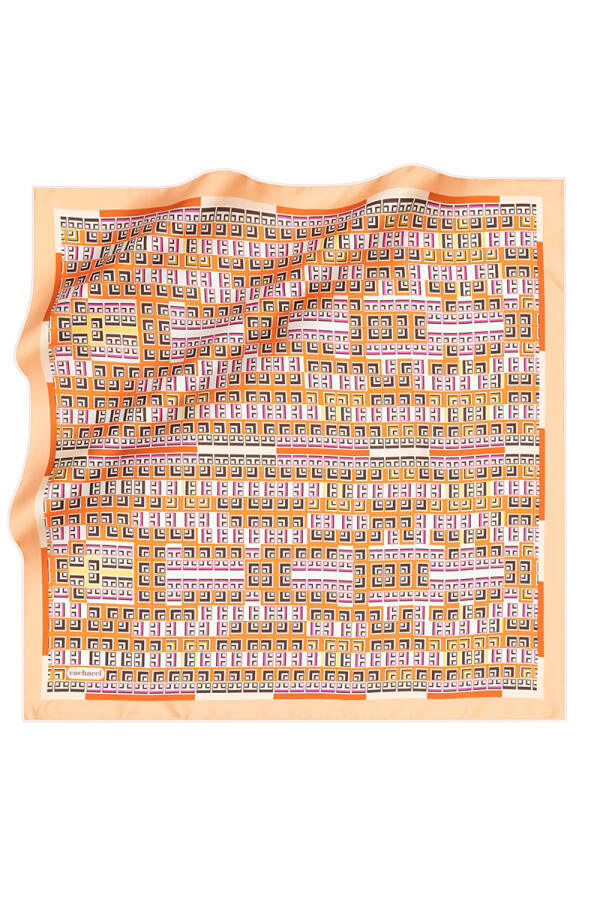 Geometrik Desenli İpek Twill Eşarp - Cacharel