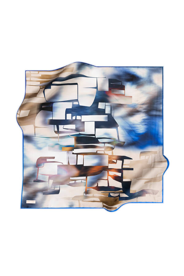 Geometrik Desenli Pierre Cardin Krep Saten Eşarp - 1