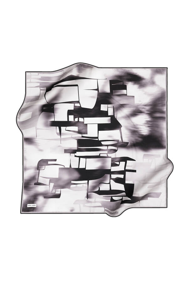 Geometrik Desenli 90X90 İpek Krep Saten Eşarp - Pierre Cardin