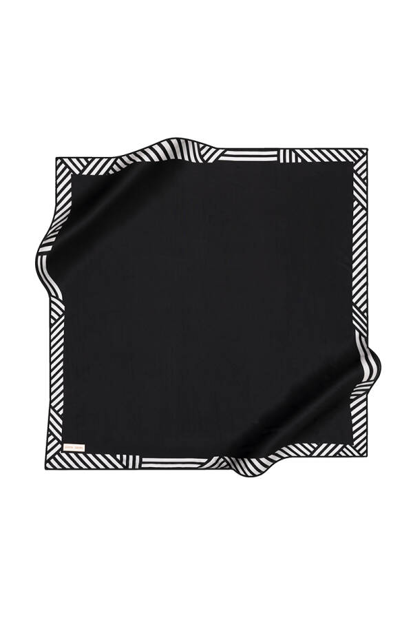 Renkli İpek Krep Saten Eşarp - 1