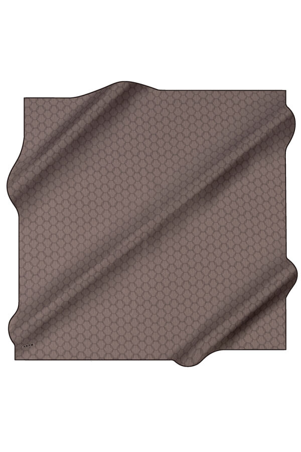 Gri 100X100 İpek Krep Saten Eşarp - 1