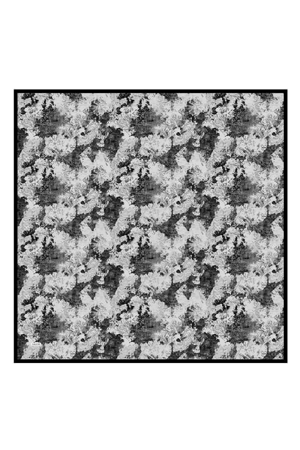 Gri 110X110 İpek Krep Saten Eşarp - Aker