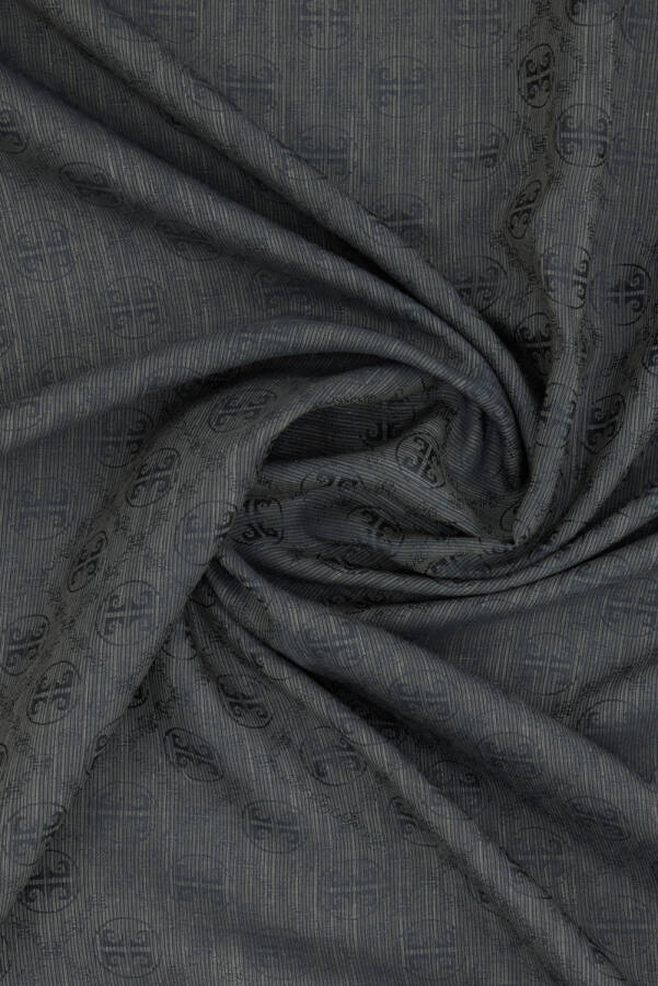 Gri 100X100 Pierre Cardın Logolu İpek Koton Jakar Eşarp - Pierre Cardin (1)