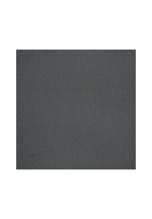 Koyu Gri 100X100 Pierre Cardın Logolu İpek Koton Jakar Eşarp - Pierre Cardin