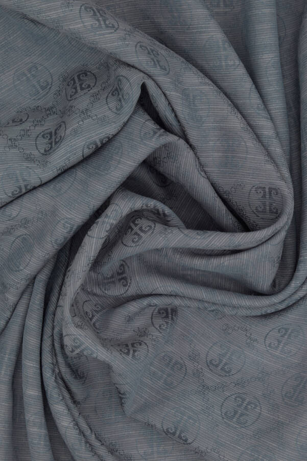 Gri 75X190 CM K.Pierre Cardin Logolu İpek Koton Jakar Etol - 2