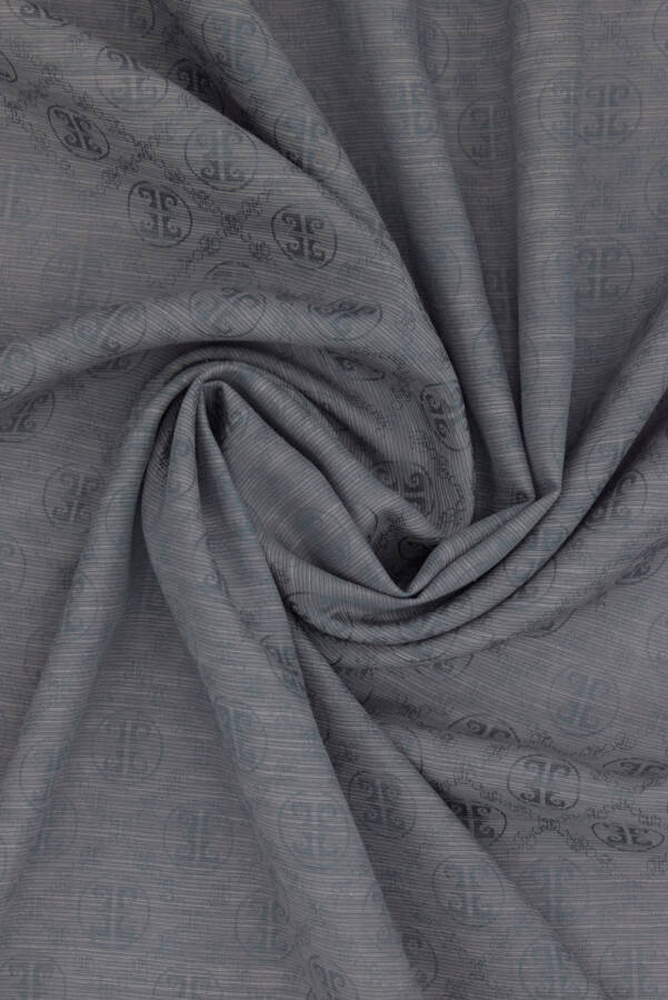 Gri 75X190 CM Logolu İpek Koton Jakar Şal - Pierre Cardin (1)