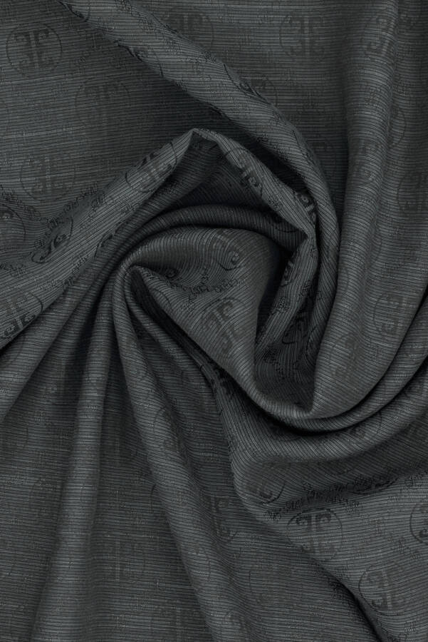 Gri 75X190 CM K.Pierre Cardin Logolu İpek Koton Jakar Etol - 2