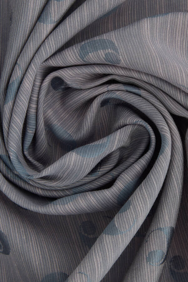 Gri 75X200 B. Logolu İpek Koton Jakar Şal - Cacharel (1)