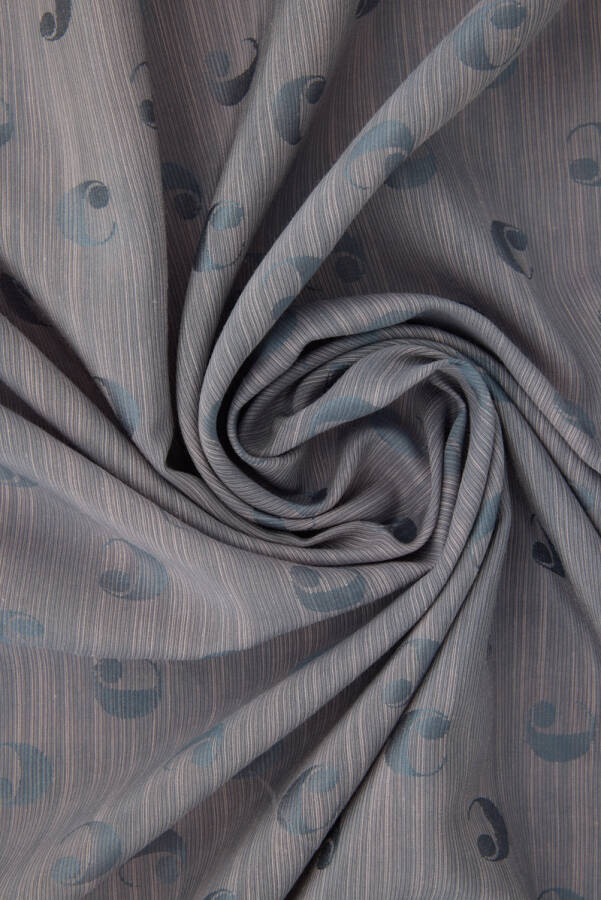 Gri 90X90 B. Logolu İpek Koton Jakar Eşarp - 3