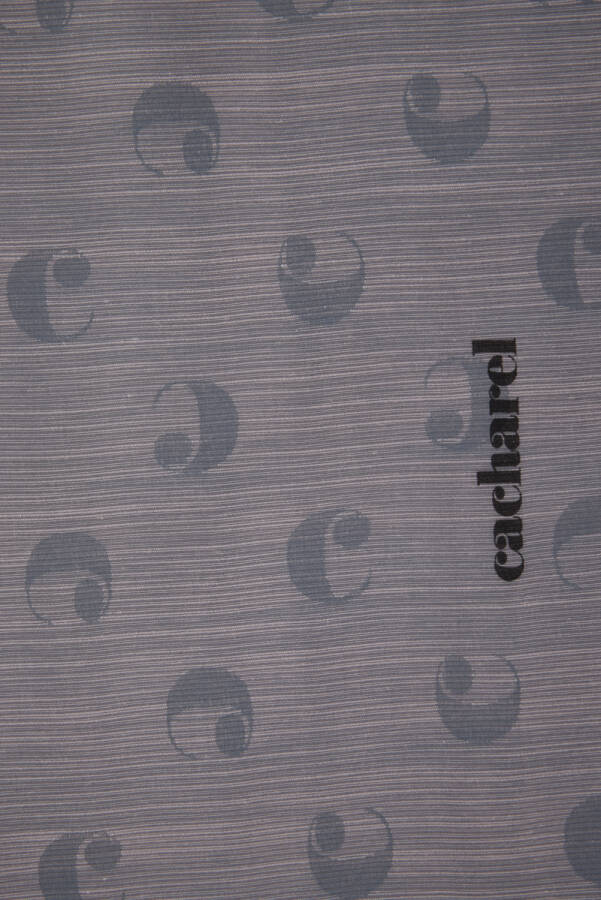 Gri 90X90 B. Logolu İpek Koton Jakar Eşarp - Cacharel (1)