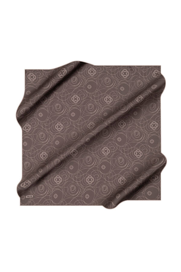 Gri 90X90 İpek Krep Saten Eşarp - 1