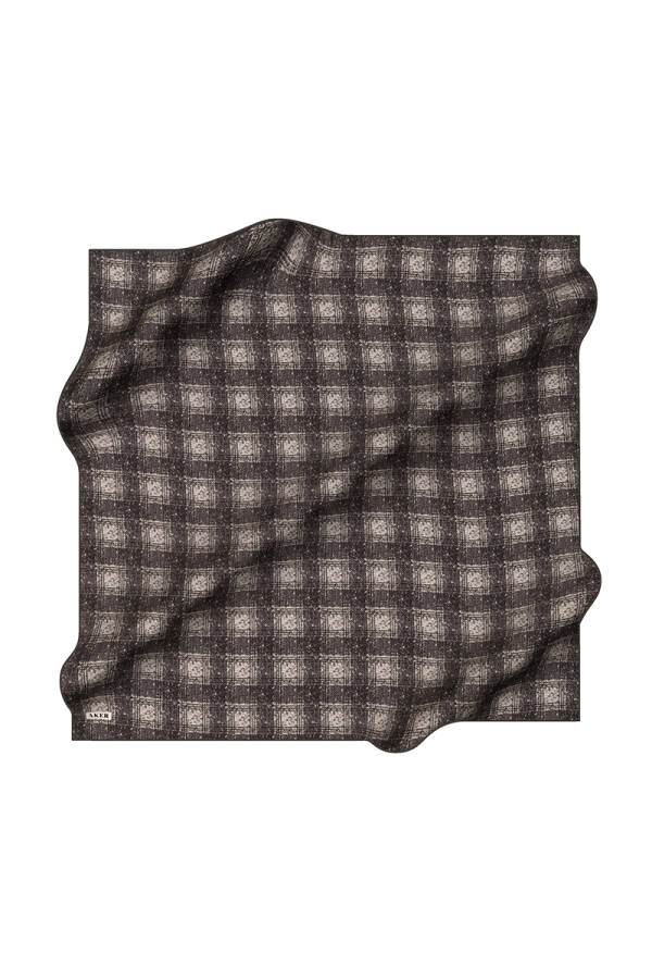 Gri 90X90 İpek Krep Saten Eşarp - 1