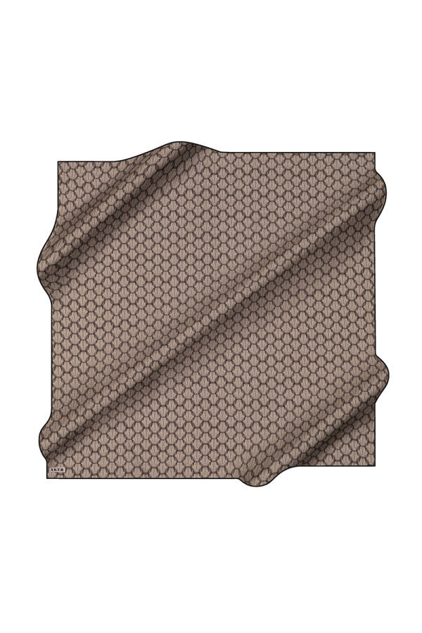 Gri 90X90 İpek Krep Saten Eşarp - 1