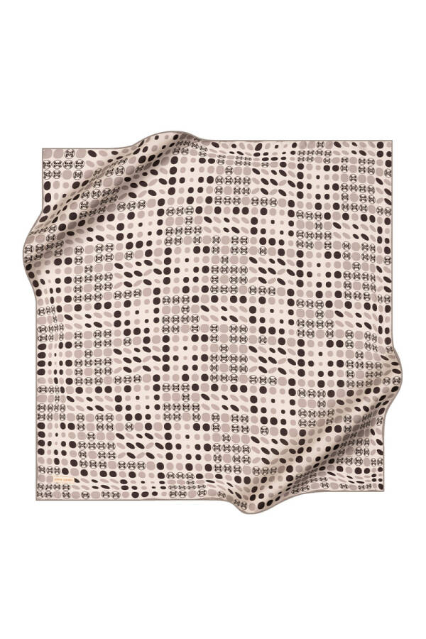 Gri 90X90 İpek Krep Saten Eşarp - Pierre Cardin