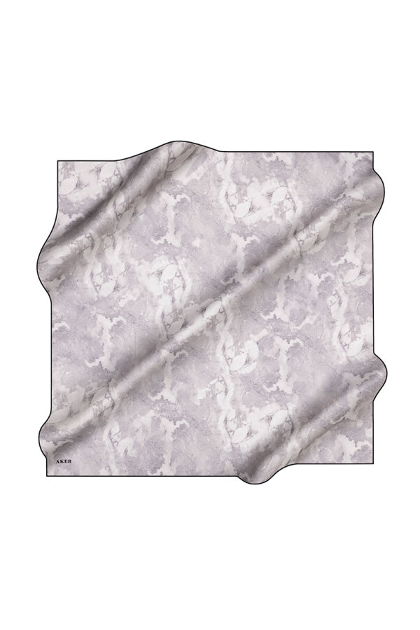 Gri 90X90 İpek Krep Saten Eşarp - Aker