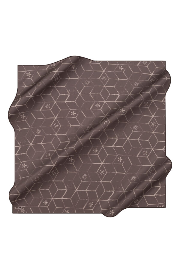 Gri 90X90 İpek Krep Saten Eşarp - 1