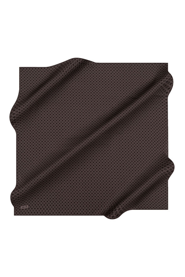 Gri 90X90 İpek Krep Saten Eşarp - Aker