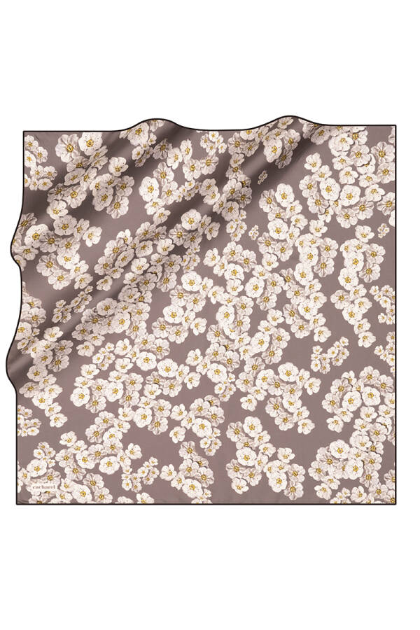 Gri 90X90 İpek Twill Eşarp - 2